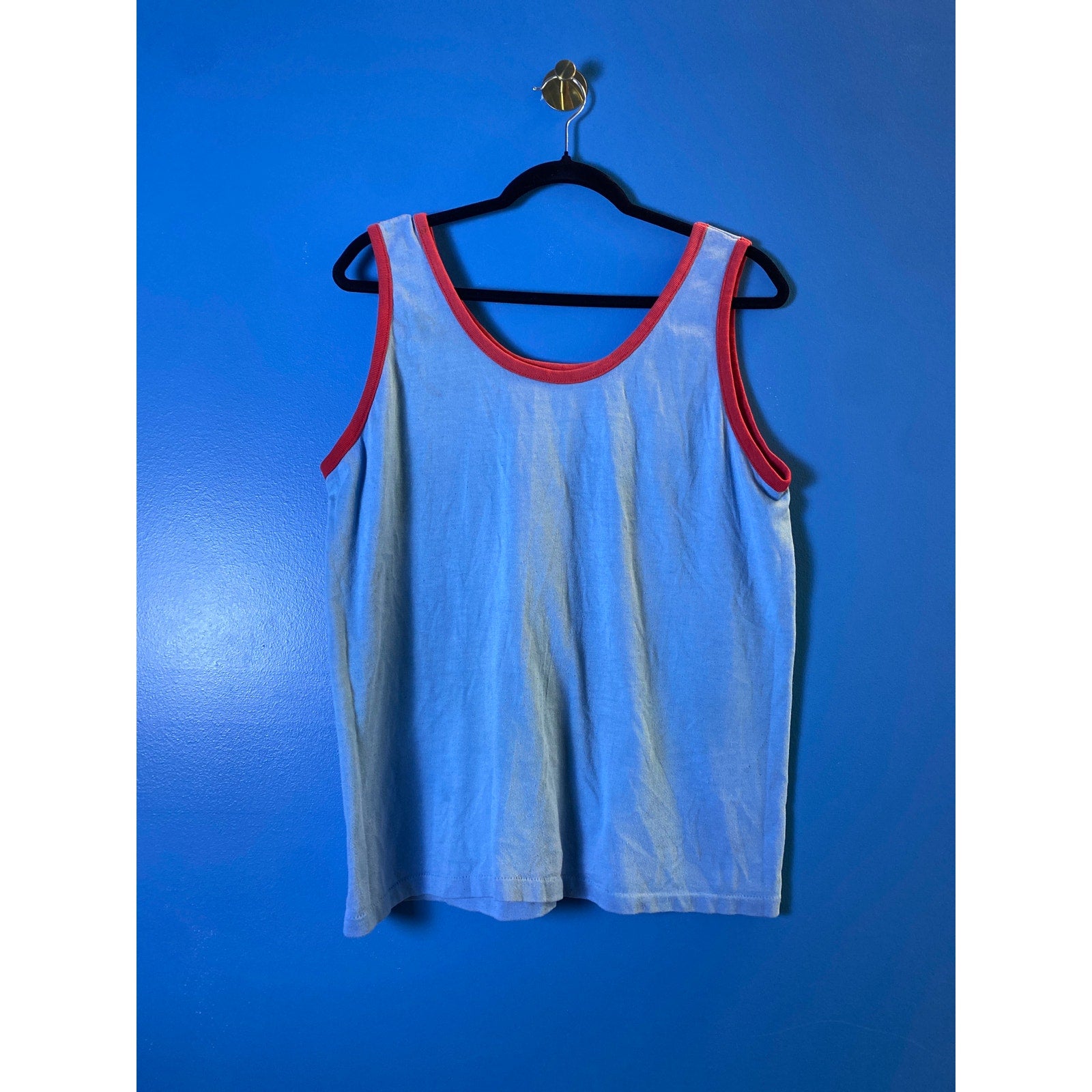 Vintage 80's Blue Red Tank Top Men's Fits to Size Large