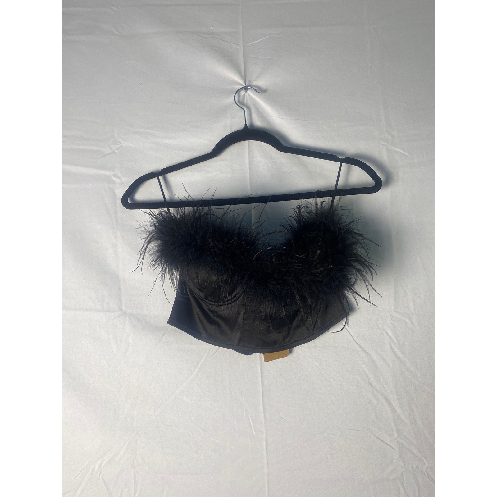 Le Lis Black Feather Corset Top Women's Size Small