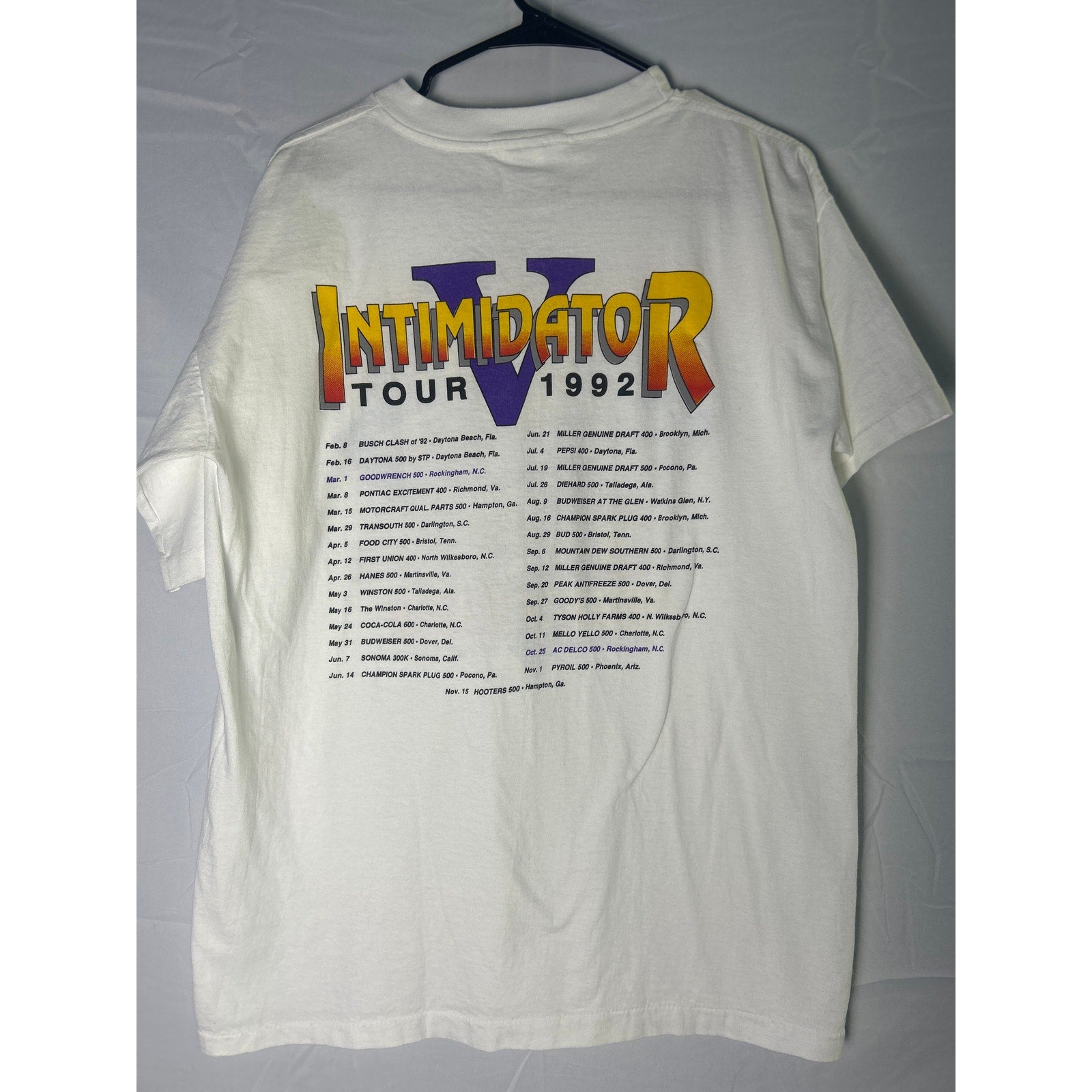 Vintage '92 Intimidator Tour NASCAR Dale Earnhardt Winston Cup White Shirt Large