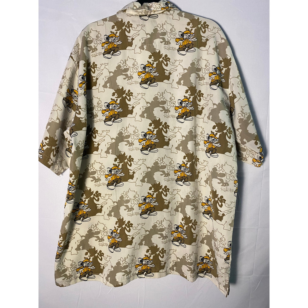 RAWBLUE Button Up Shirt Hawaiian Mouse Ghost Shadows Men's Size XL