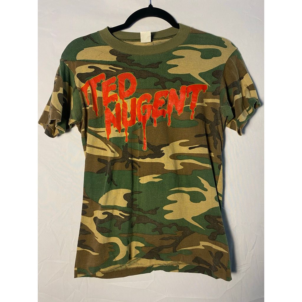 Vintage Tee Jays Ted Nugent Green Camouflage Shirt Men's Size Small