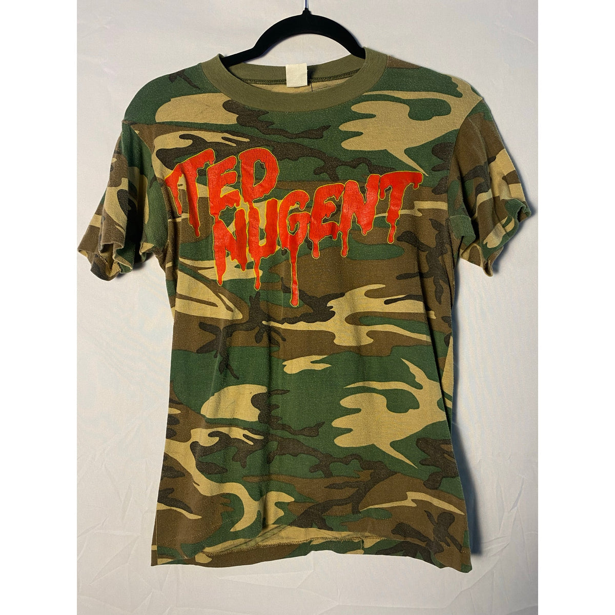 Vintage Tee Jays Ted Nugent Green Camouflage Shirt Men's Size Small