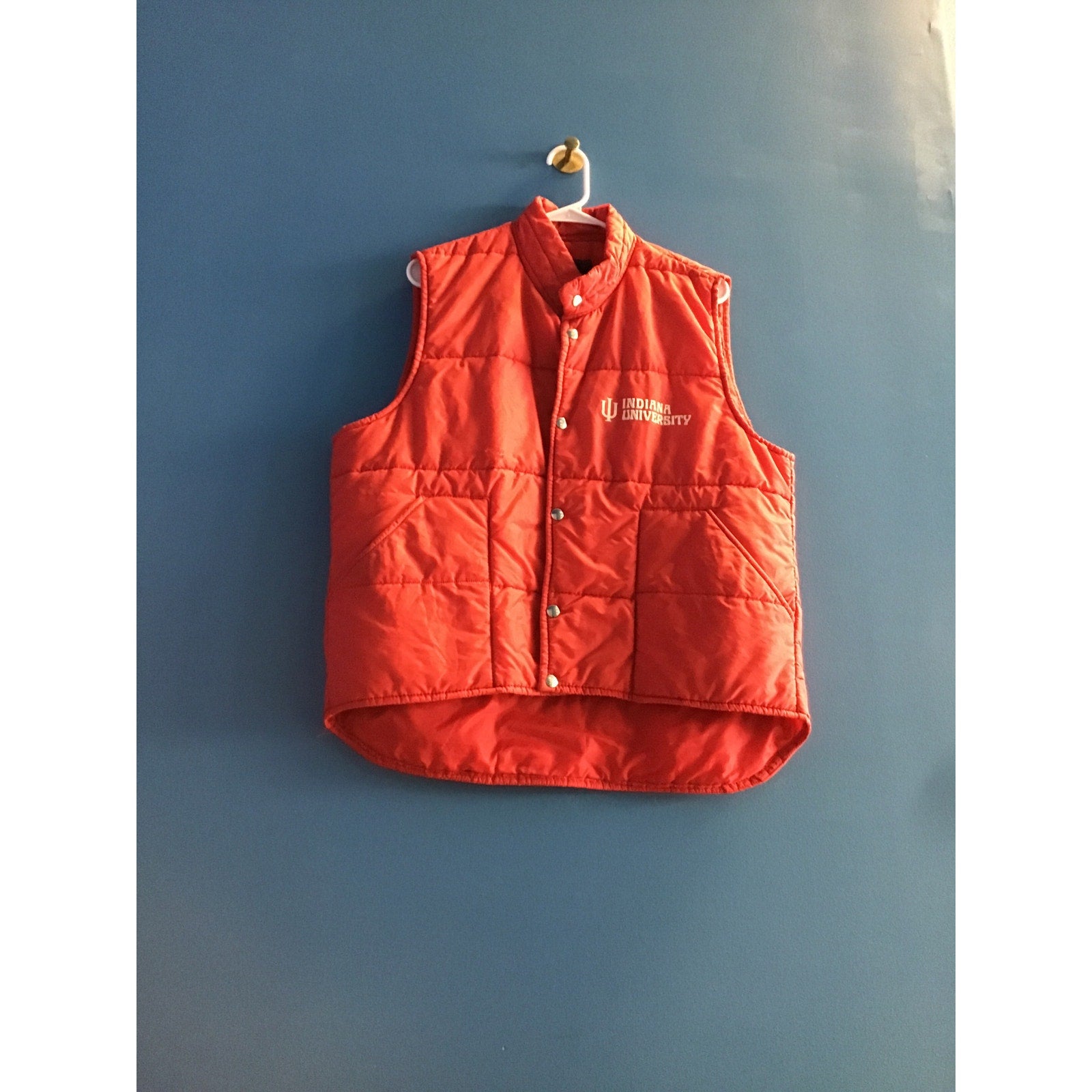Vintage 80s Artex Indiana University Button Up Quilted Puffer Vest Jacket Large