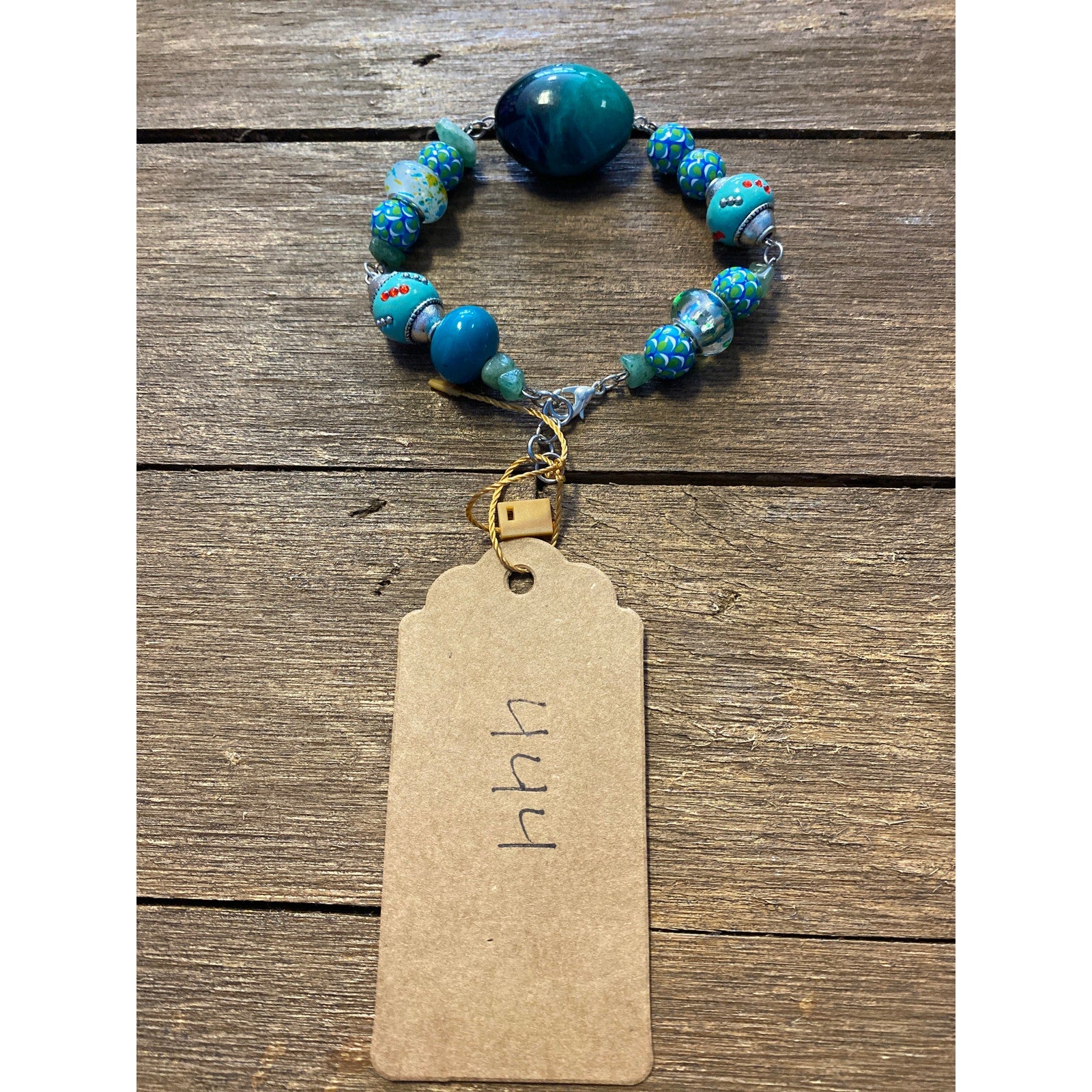 Upcycled Turquoise Color Beaded Bracelet