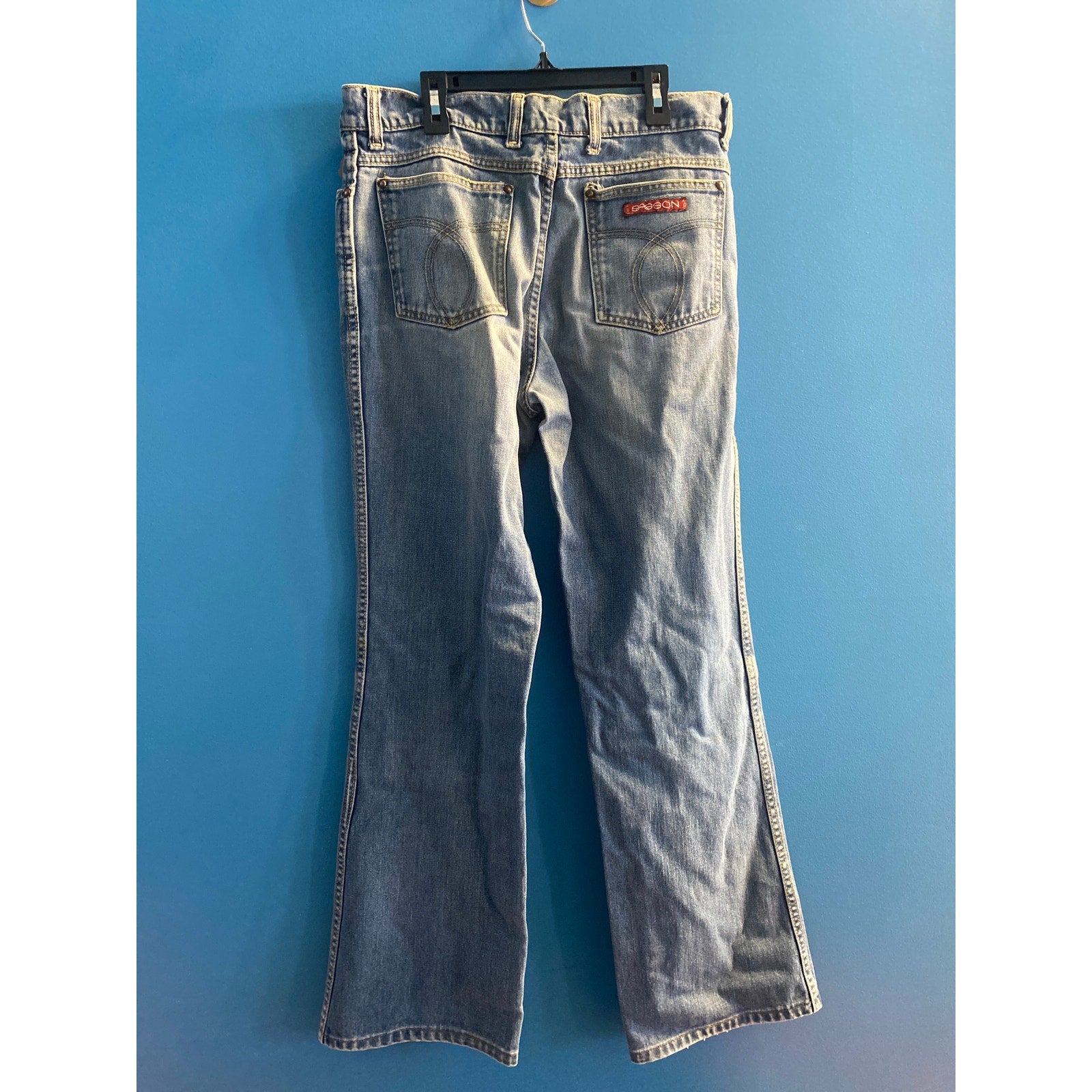 Vintage SASSON Blue Denim Straight Leg 5-Pockets Medium Wash Men's Size 34x31