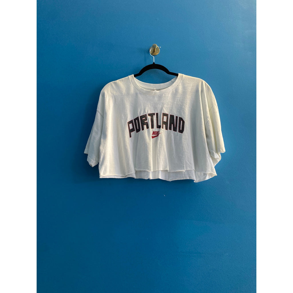 Nike PORTLAND Print Crop Top White Shirt Women's Size Large