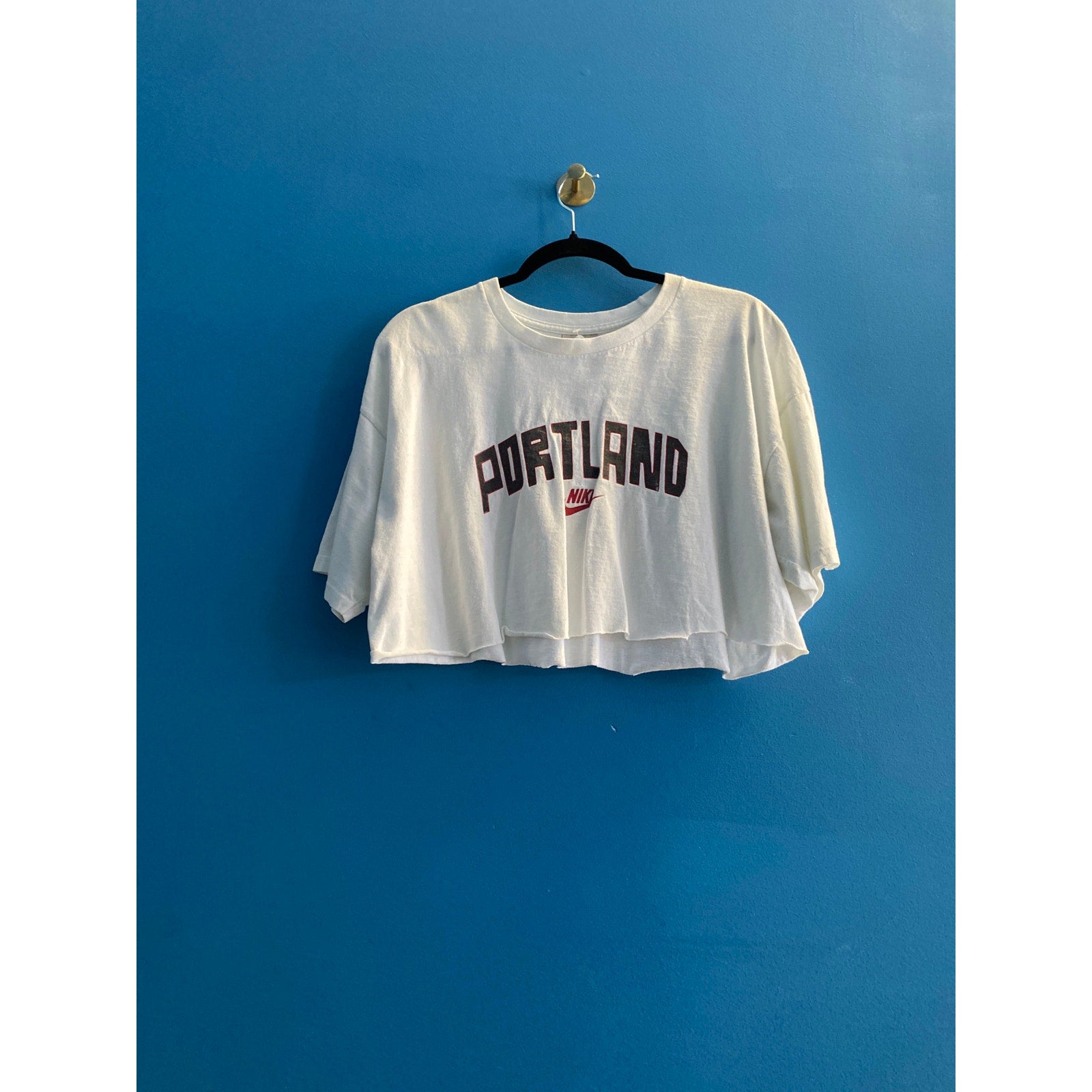 Nike PORTLAND Print Crop Top White Shirt Women's Size Large