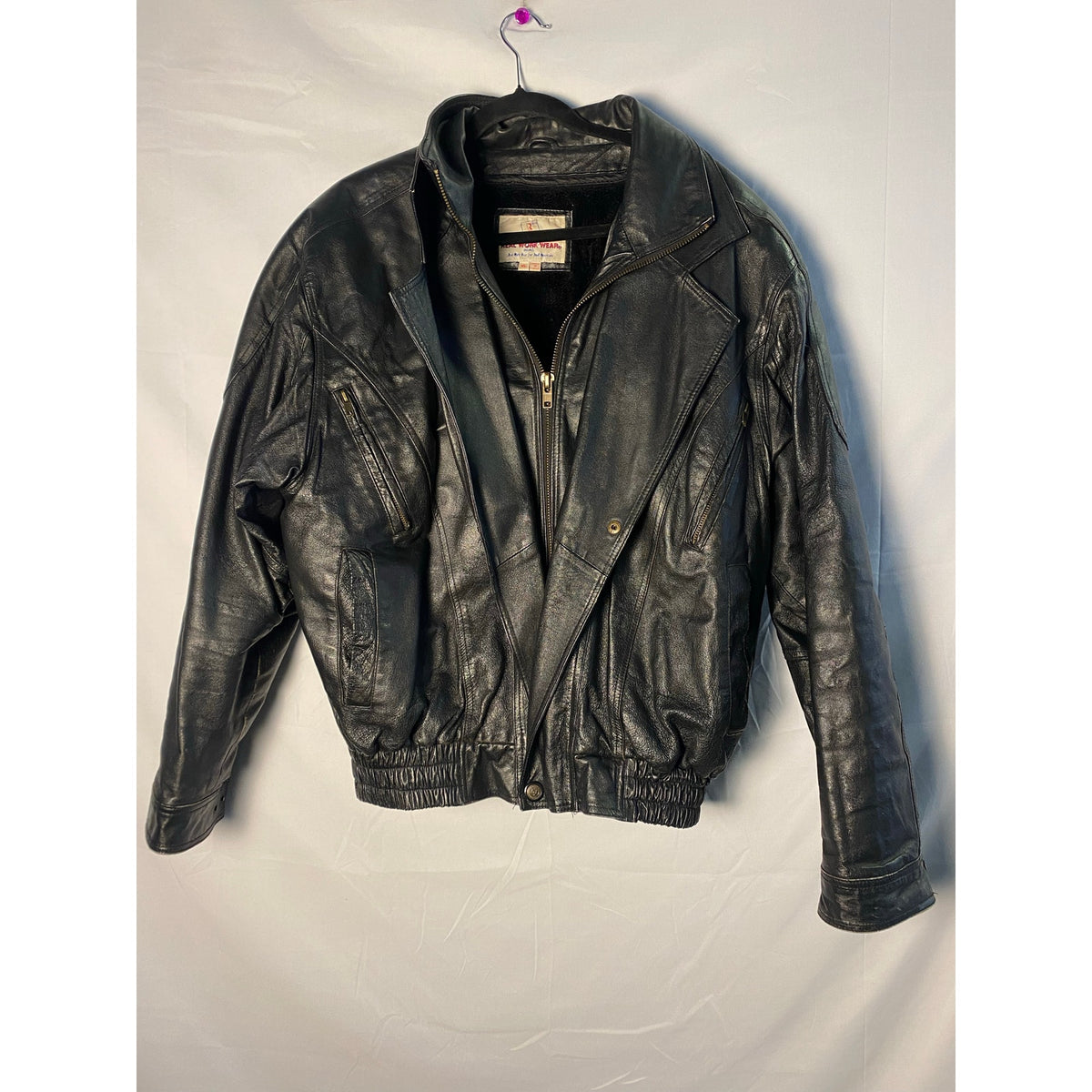 Vintage Real Work Insulated Black Genuine Leather Jacket