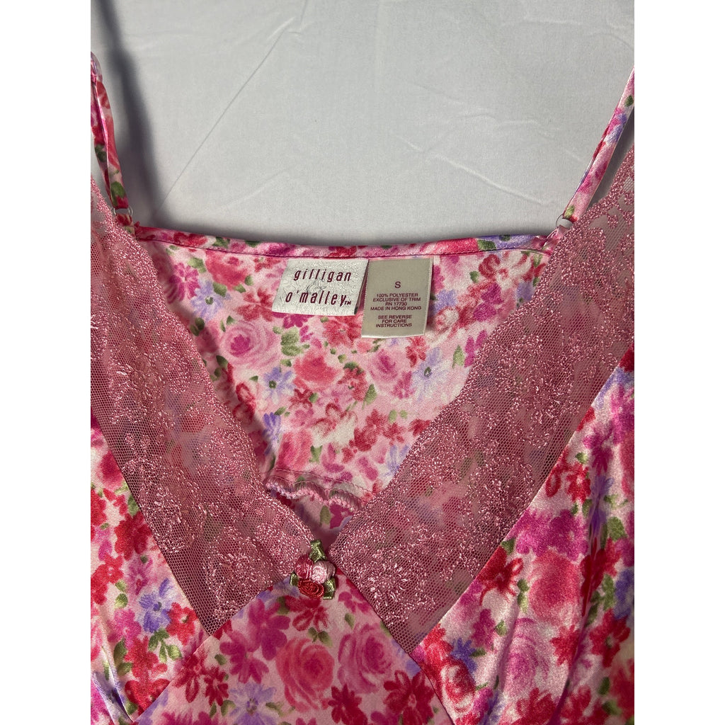 Gilligan & O'Malley Pink Floral Lace V-neck Cami Sleepwear Top Women's Small