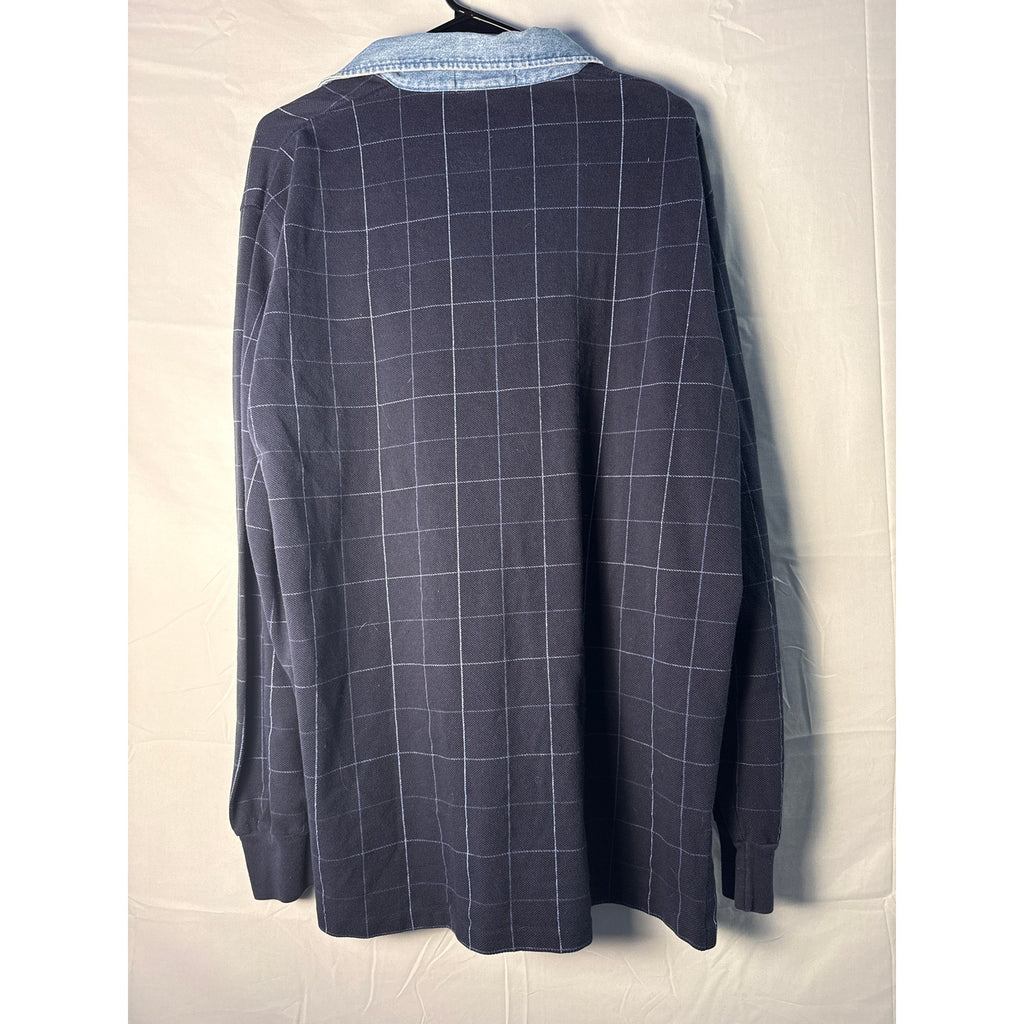 Pole by Ralph Lauren Dark Blue Long Sleeve Rugby Style Polo Shirt Men's Large