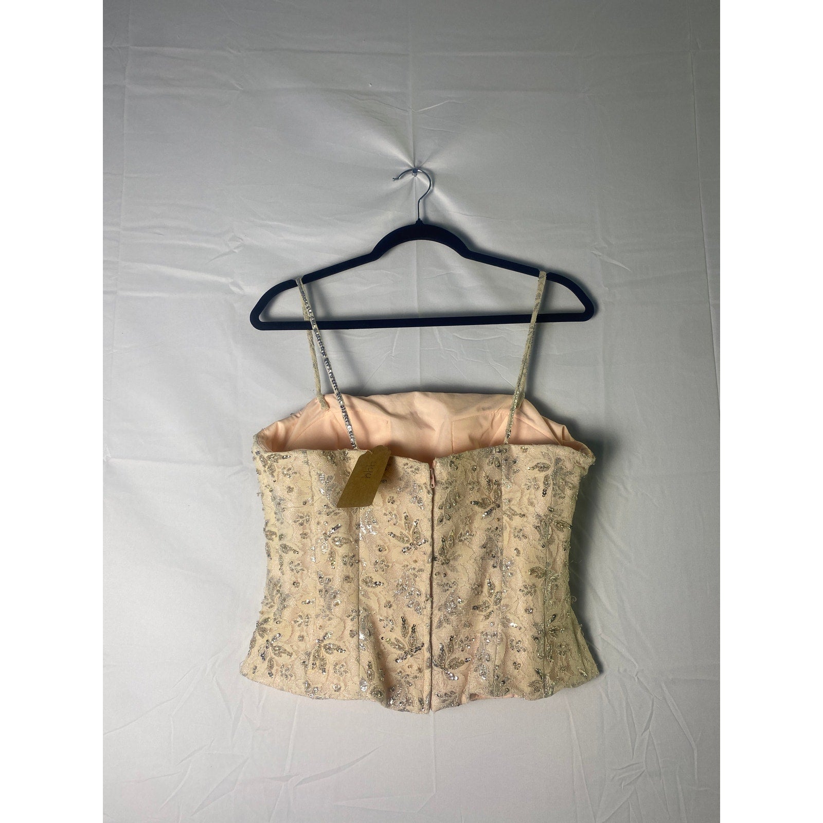 Vintage Pink Beaded Corset Top Lined Sleeveless Women's Size Large?
