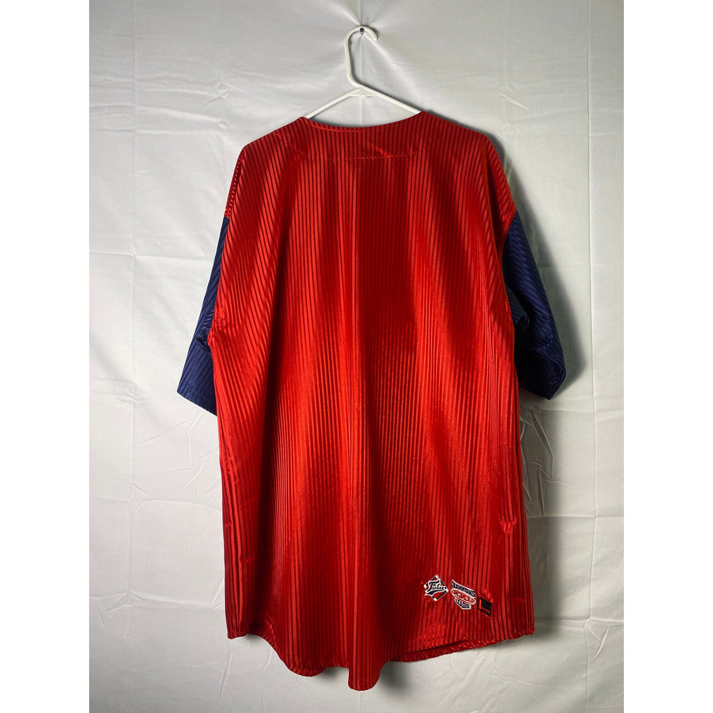 VTG Fubu 05 The Collection Champion League Stitching Baseball Jersey Red Blue XL