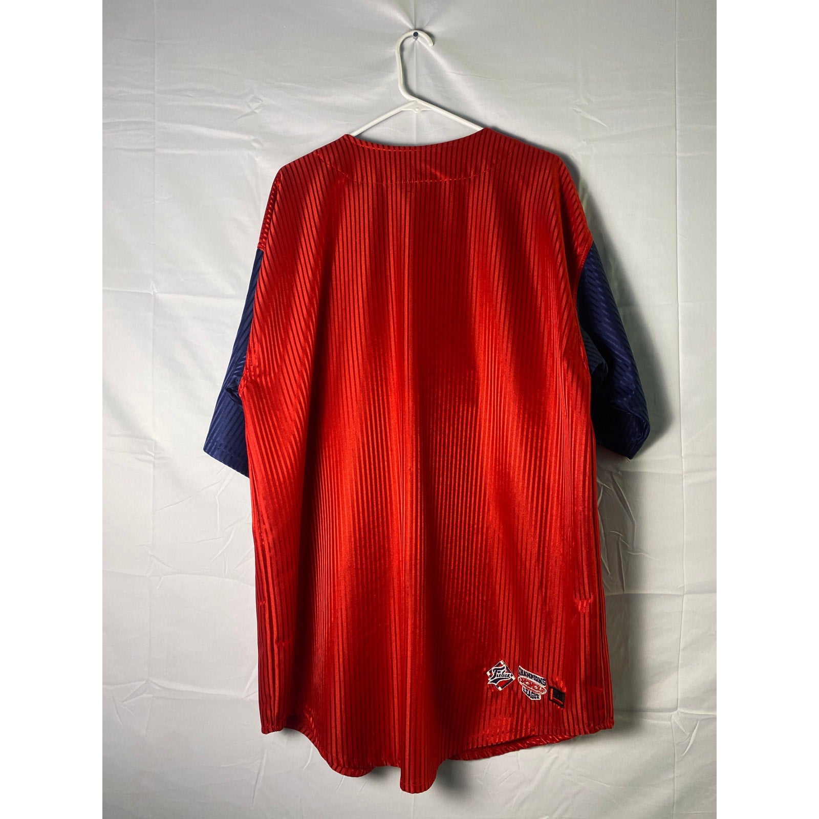 VTG Fubu 05 The Collection Champion League Stitching Baseball Jersey Red Blue XL