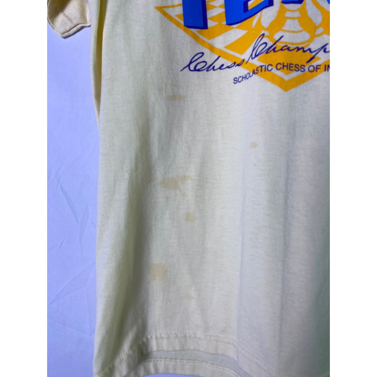 '97 INDIANA Team Chess Championships Graphic Print Yellow Shirt Mens Size Medium