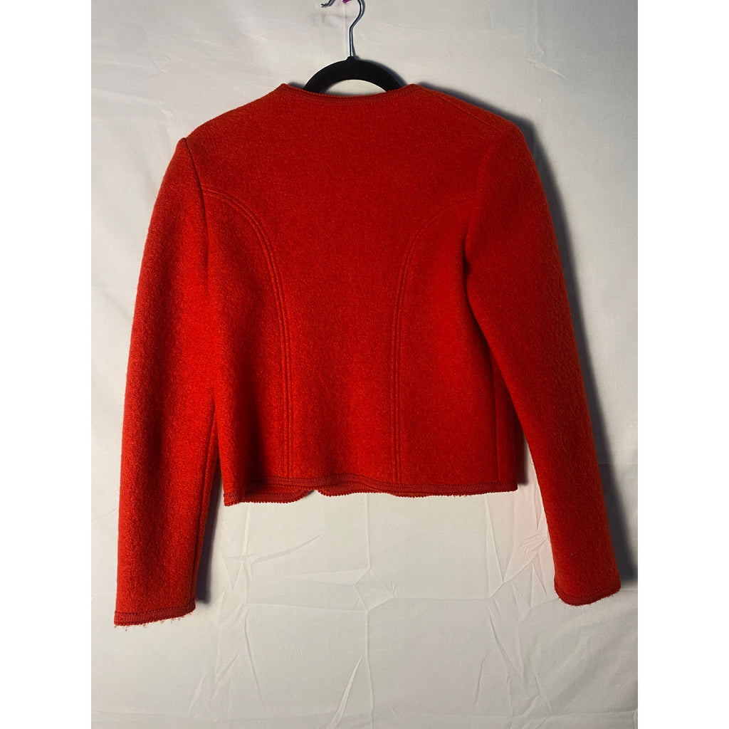 Vintage 80s Walkloden Austrian Red Wool Cardigan Blazer Jacket Womens Medium