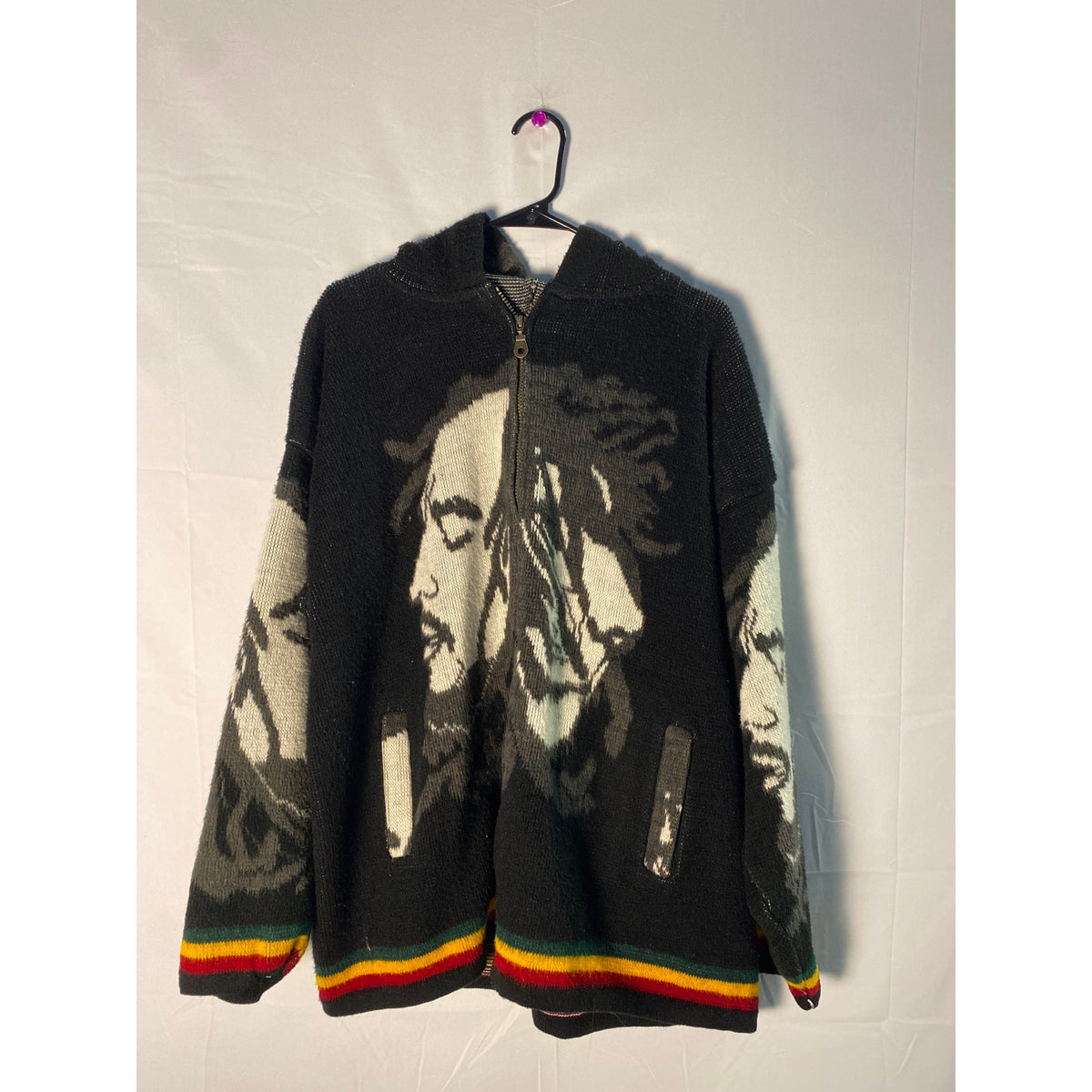 Bob Marley Knit Full Zip Hoodie Sweatshirt Men's Size XL-2X