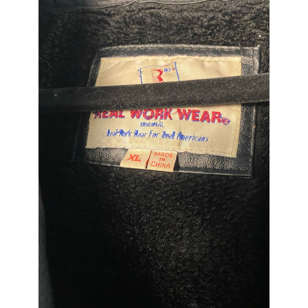 Vintage Real Work Insulated Black Genuine Leather Jacket