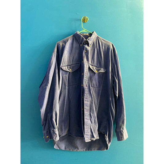 Gap Button Down Long Sleeve Blue Jean Front Pockets Shirt Men's Size Large