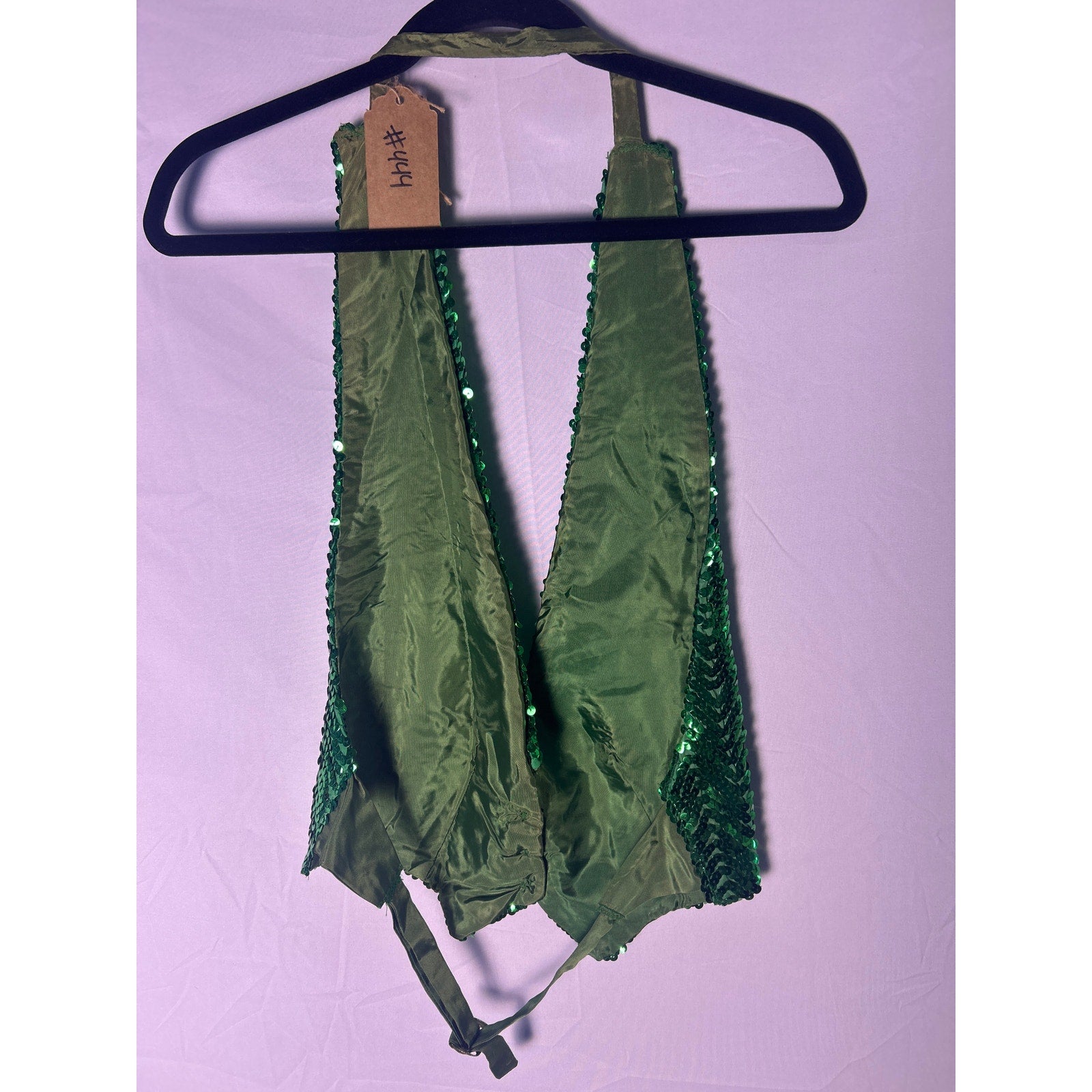 Vintage Green Cardigan Vest Sequins Women's Size Small
