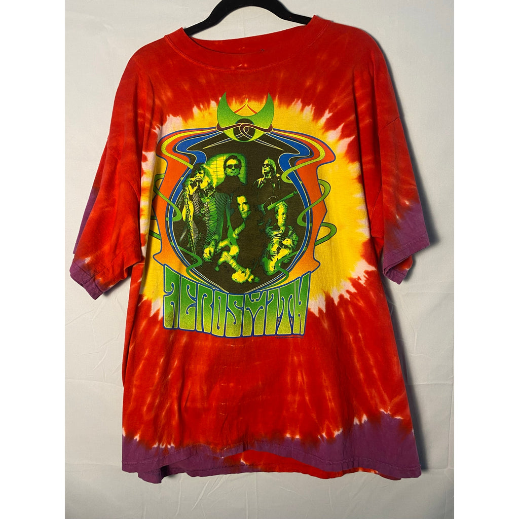 Aerosmith 2002 Girls of Summer Tour Tie Dye Graphic Print Shirt Men's Size XL