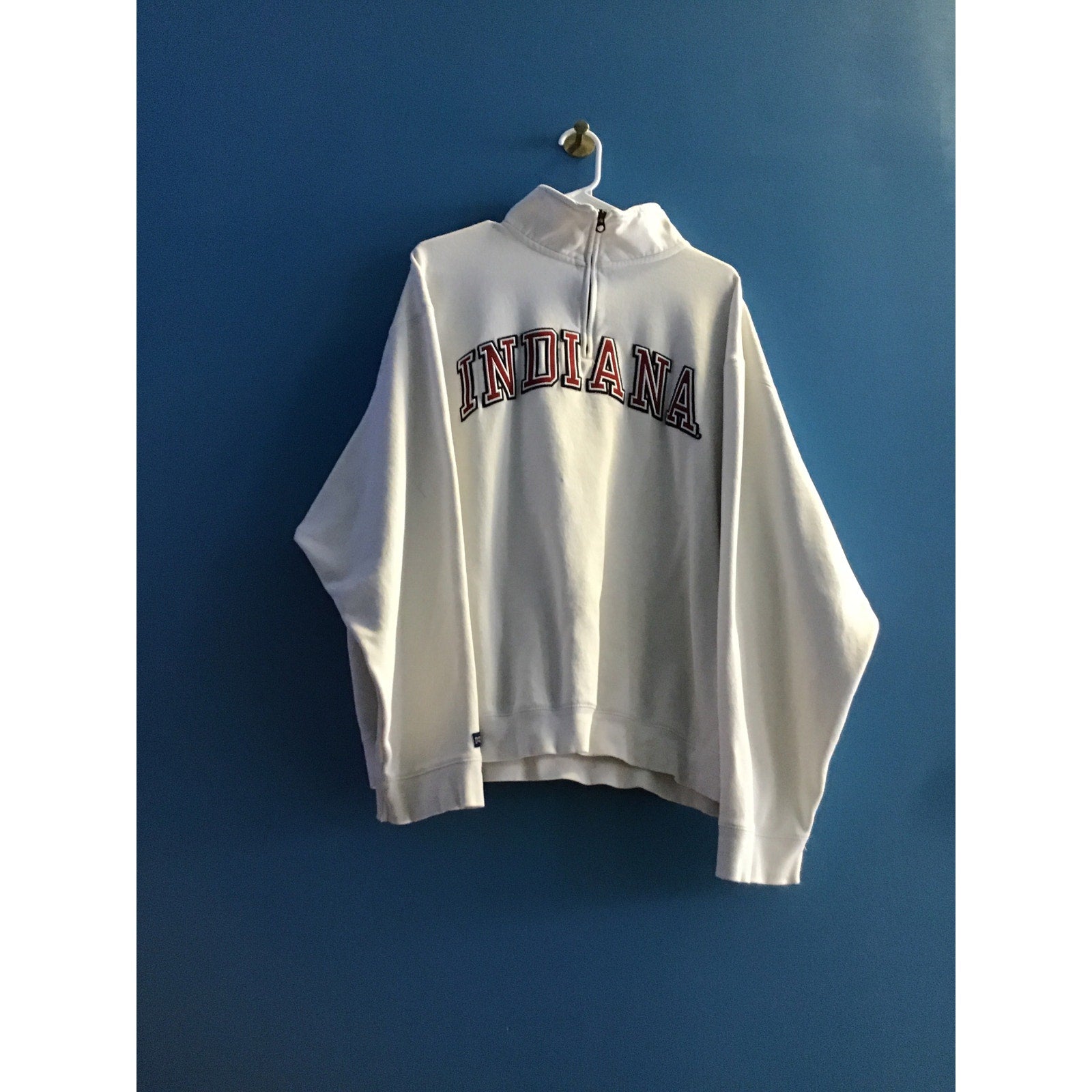 JanSport INDIANA Quarter Zip Up Pullover White Sweatshirt Men's Size Large