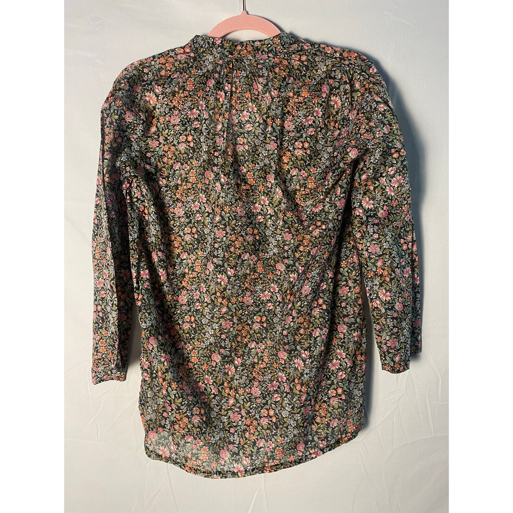 Y2K Spices Floral Lightweight Blouse Roll Tab Sleeves Women's Size Small