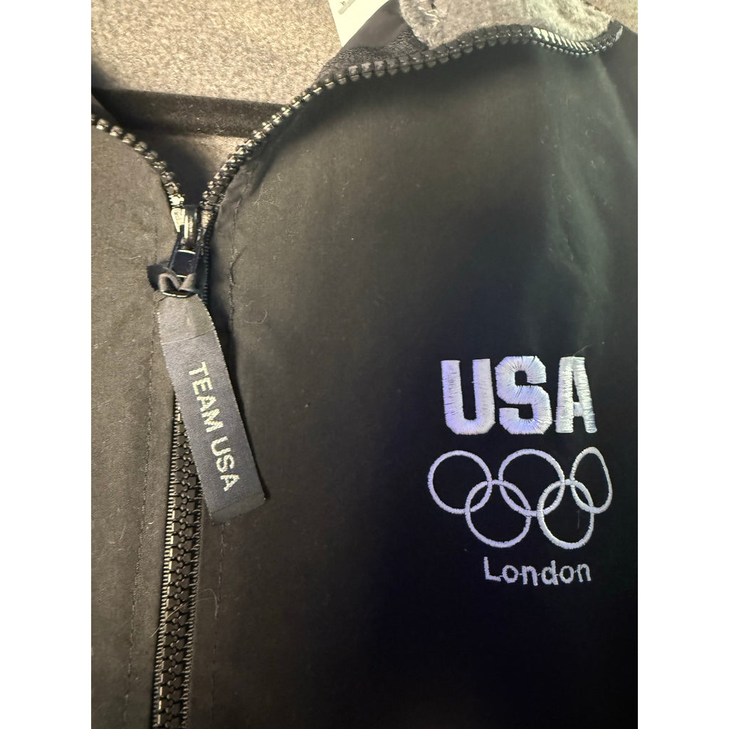 Team USA 2012 London Olympics Full Zip Gray Black Fleece Jacket Mens Size Medium