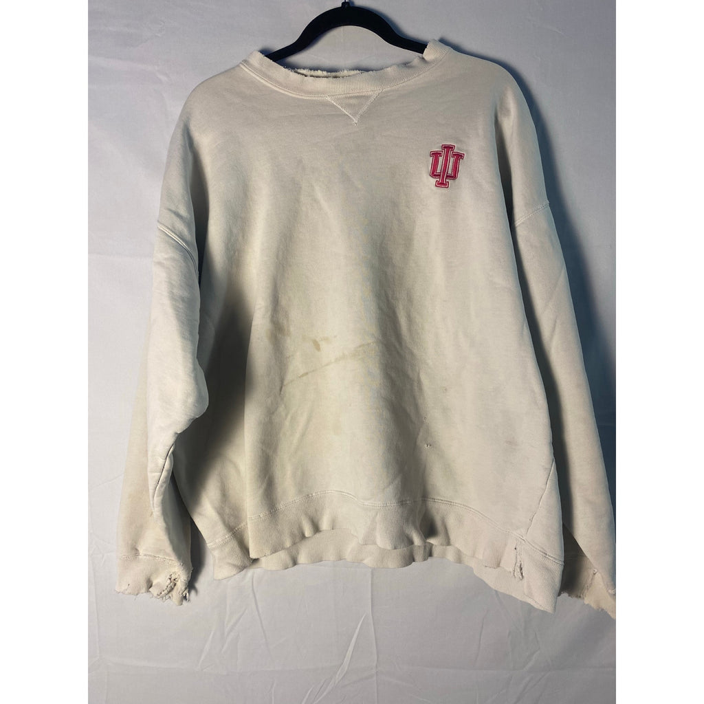 Vintage 90s IU Indiana University White Crewneck Sweater Pullover Men's Size XL