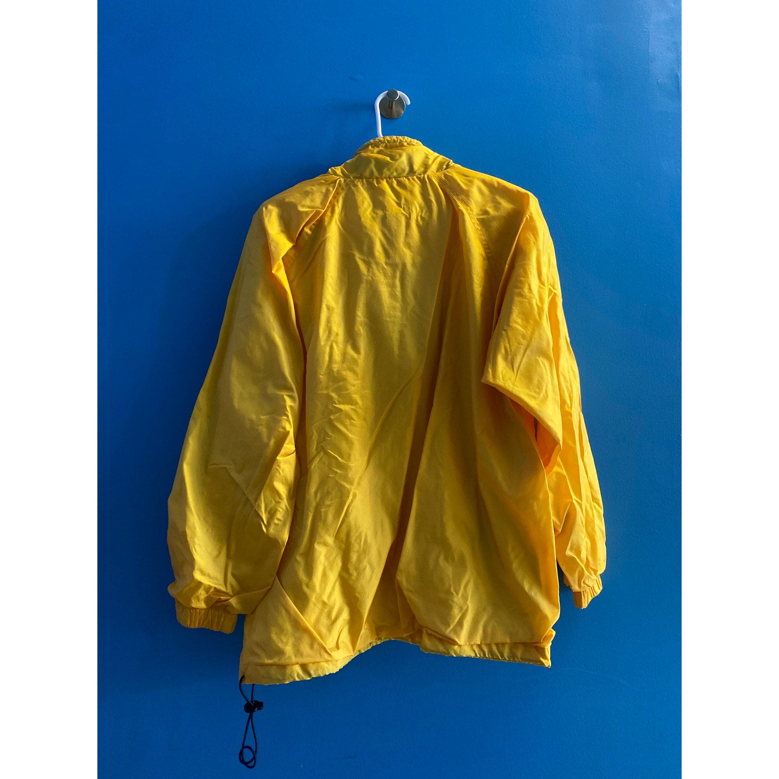 Vintage 90's Wilson Yellow Full Zip Windbreaker Jacket Front Zip Pockets Men's M