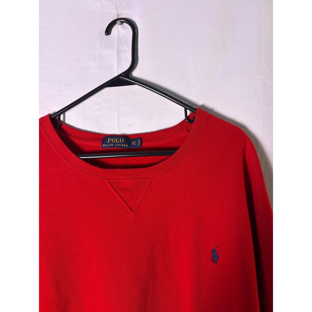 Vintage Polo Ralph Lauren Red Crewneck Pullover Sweatshirt Men's Size 2XL Tall