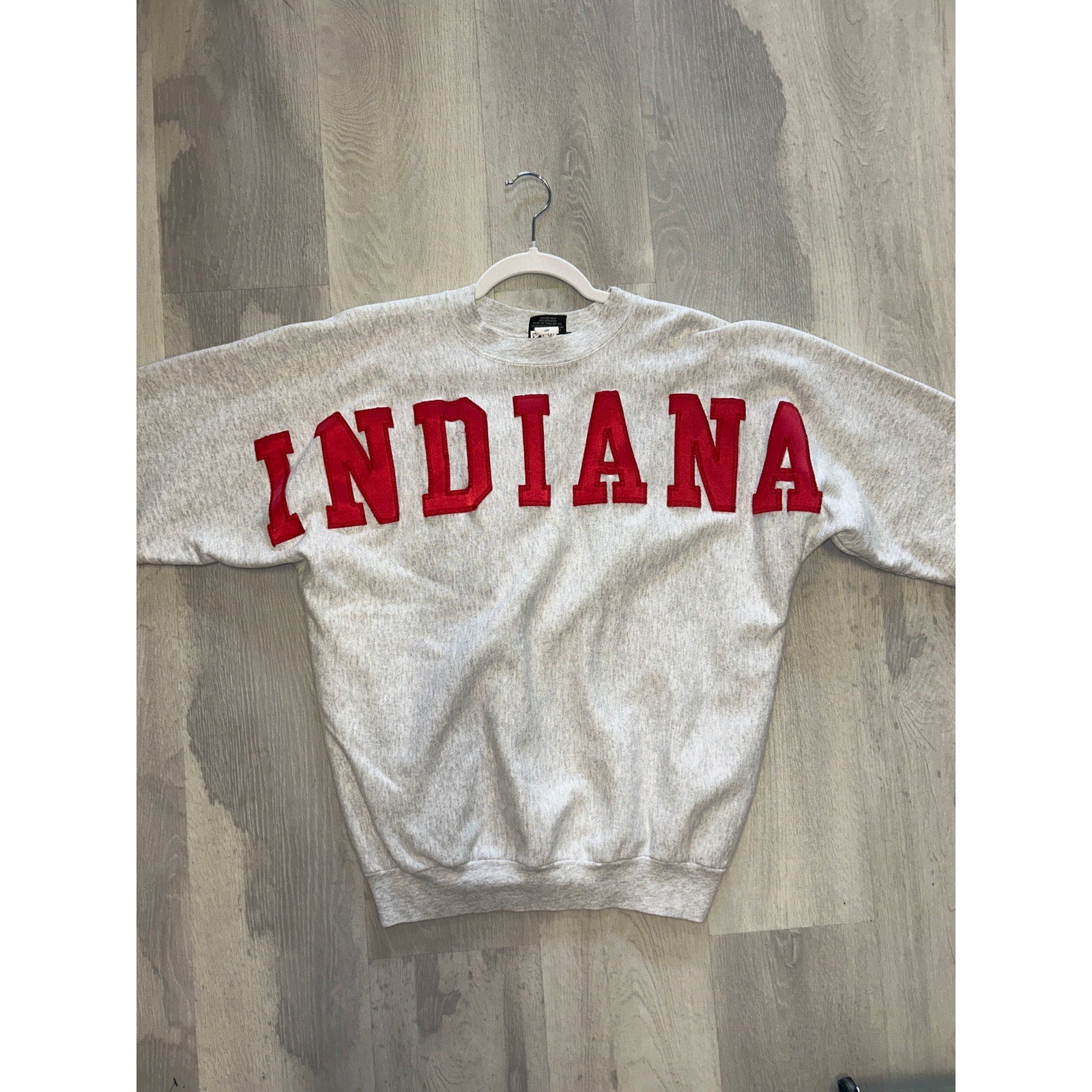 Garment Graphics INDIANA Embroidered Gray Crewneck Sweatshirt Women's Size Large