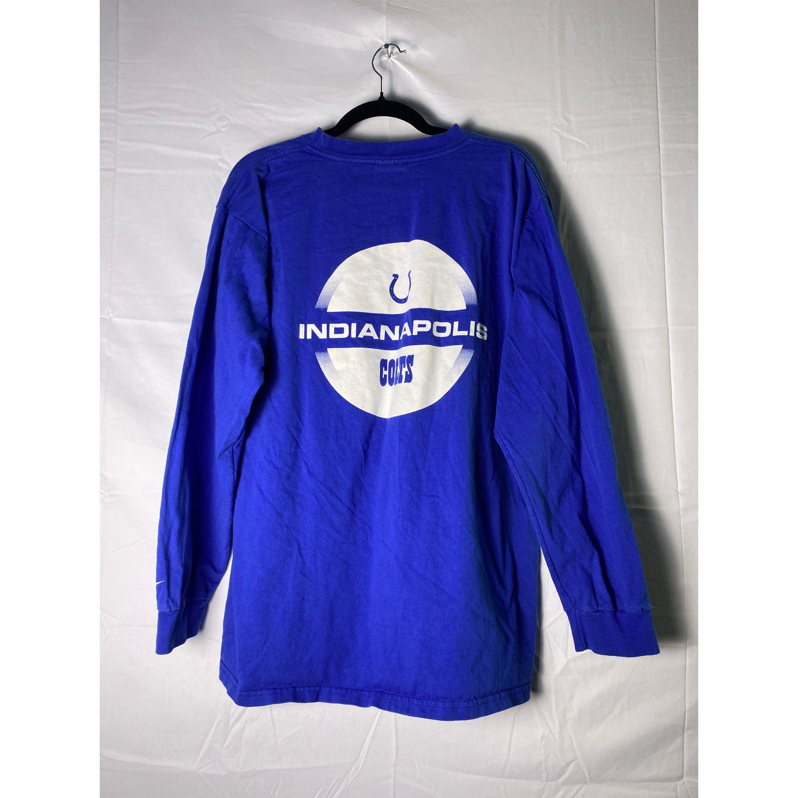 Nike INDIANAPOLIS COLTS Logo Blue Crew Neck Long Sleeve Shirt Womens Size Medium