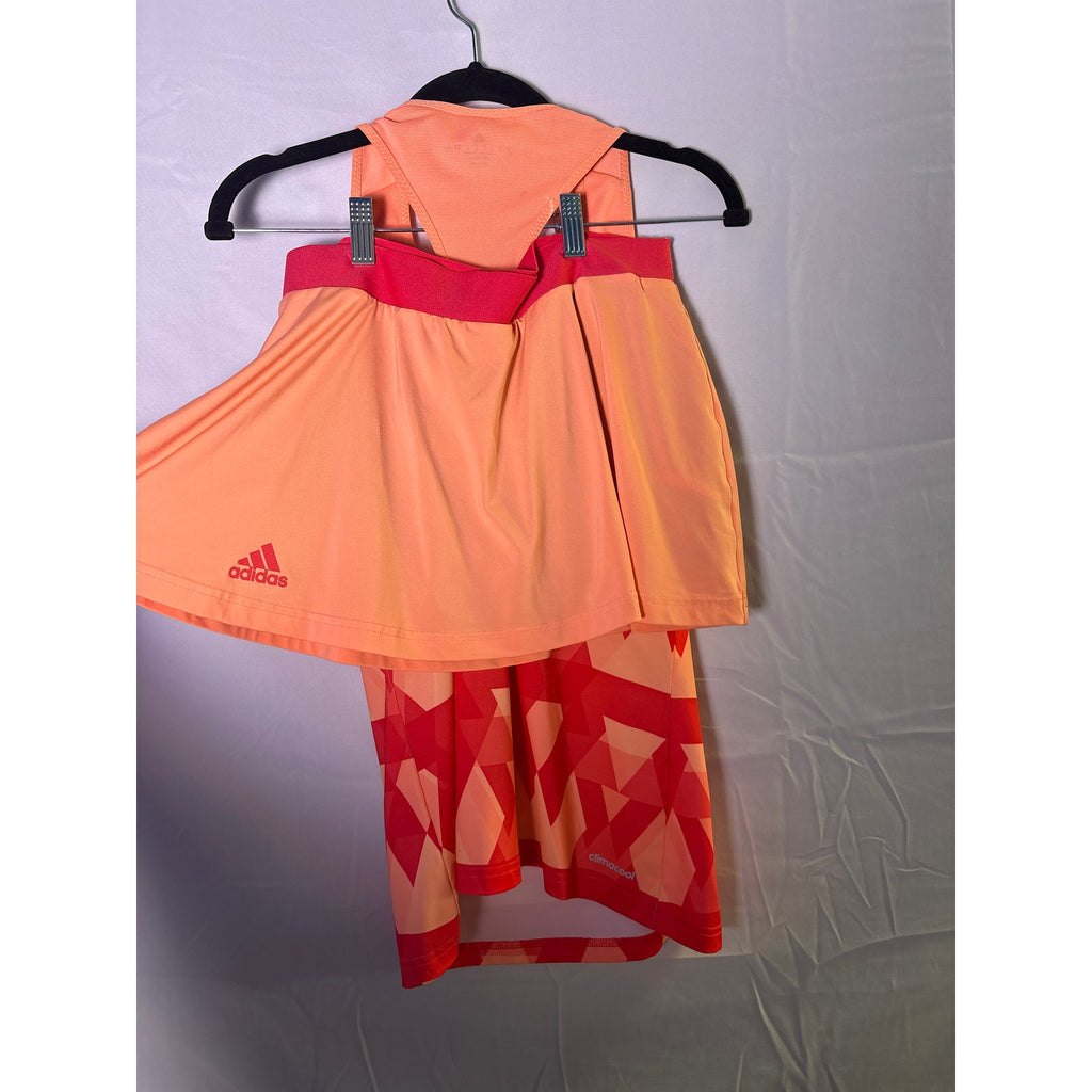 Adidas Climacool Tennis Tank Top &amp; Mini Skort Red Orange Activewear Medium