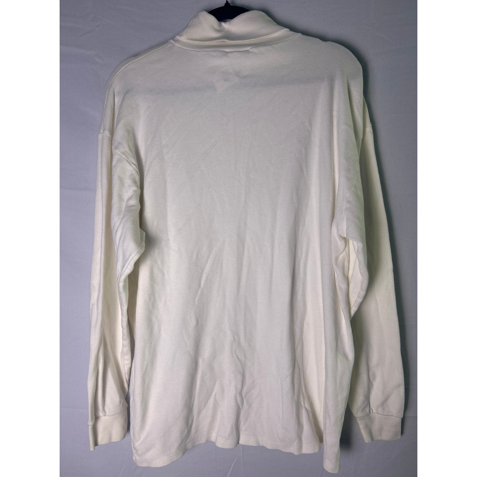 Logo Athletic Embroidered IU Logo Turtleneck White Long Sleeve Shirt Women Large