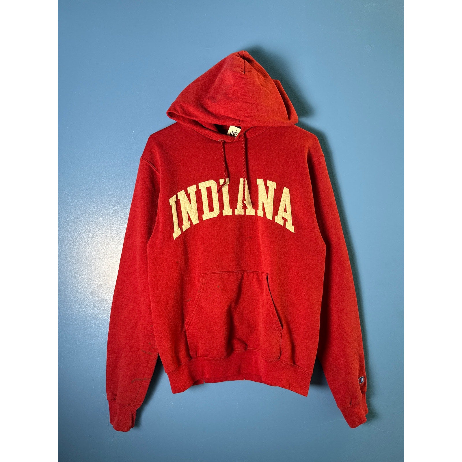 IU INDIANA Embroidered Red Pullover Hoodie Sweatshirt Men's Size Large