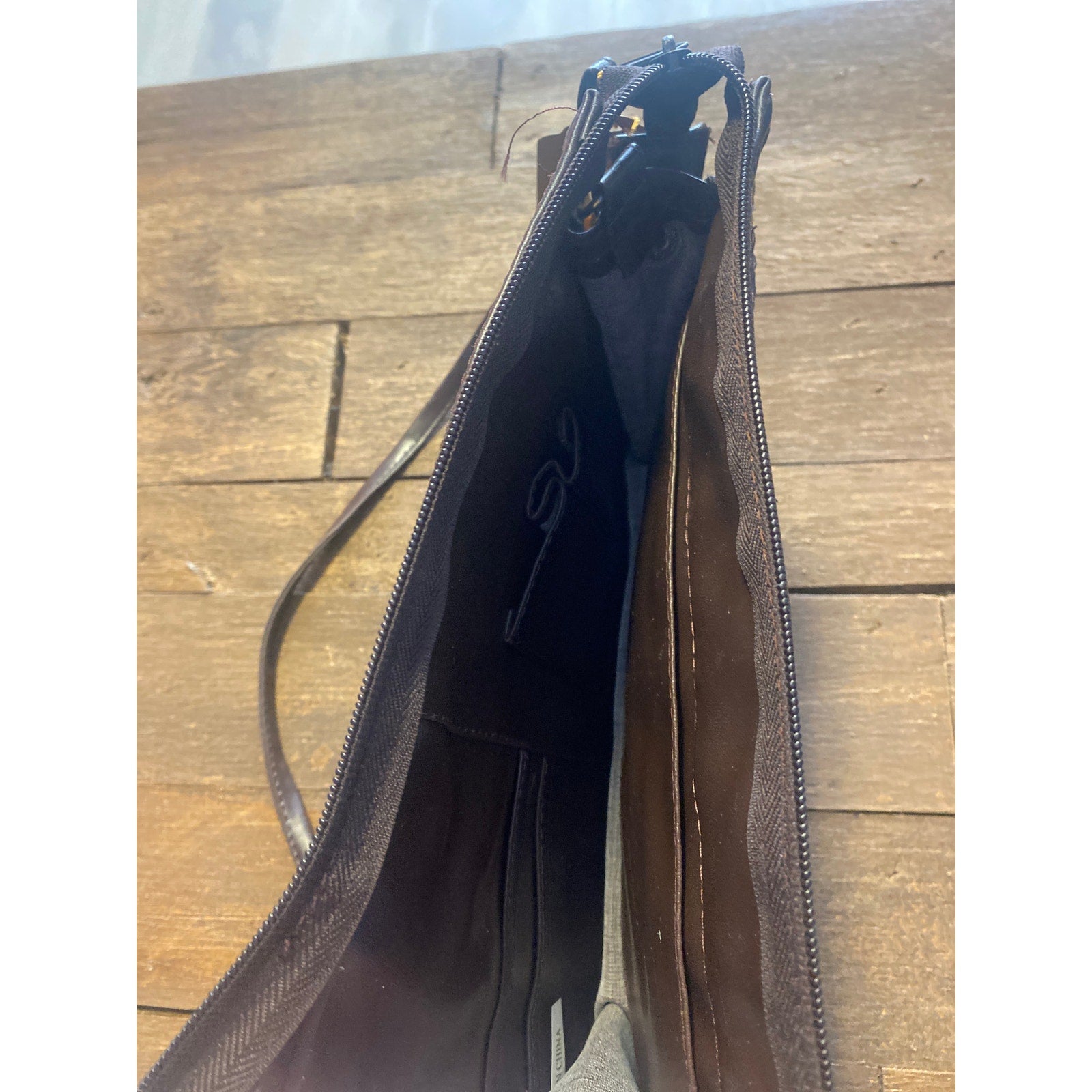 Brown Patchwork Leather Crossbody Purse