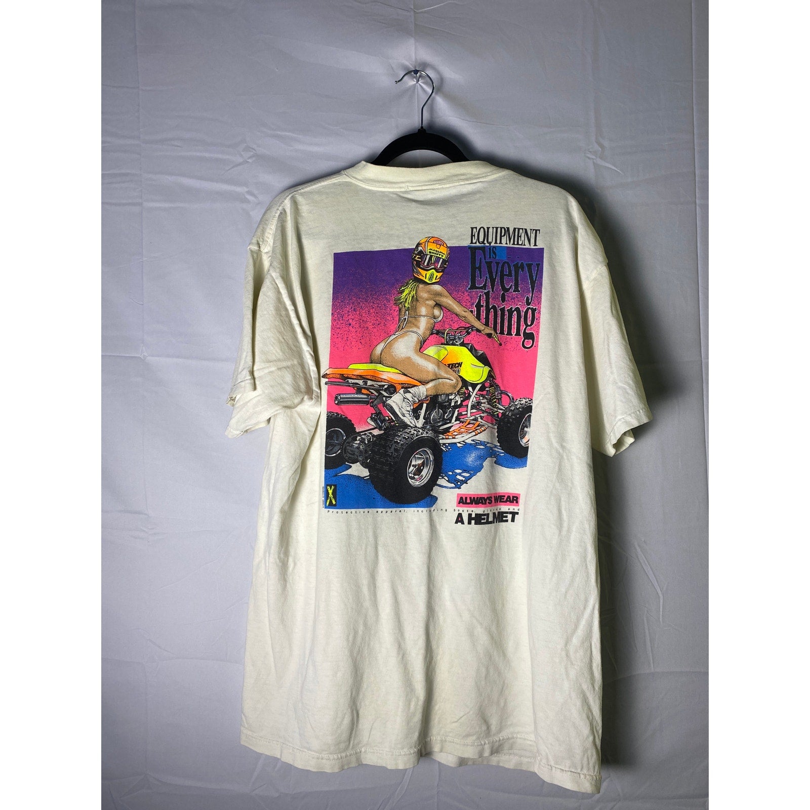 Extreme Equipment is Everything Always wear a Helmet White T-shirt Men's Size XL