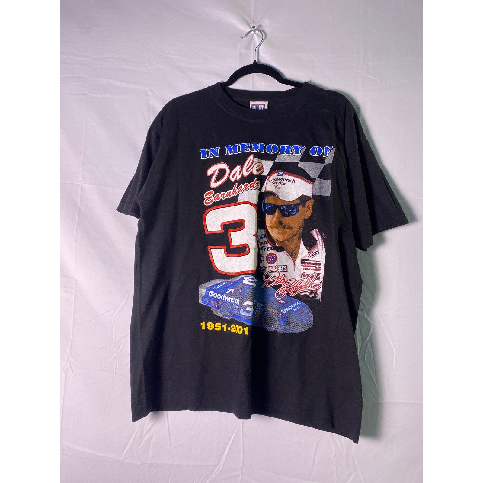 In Memory of Dale Earnhardt #3 1951-2001 Graphic Print Black Shirt Men's Large
