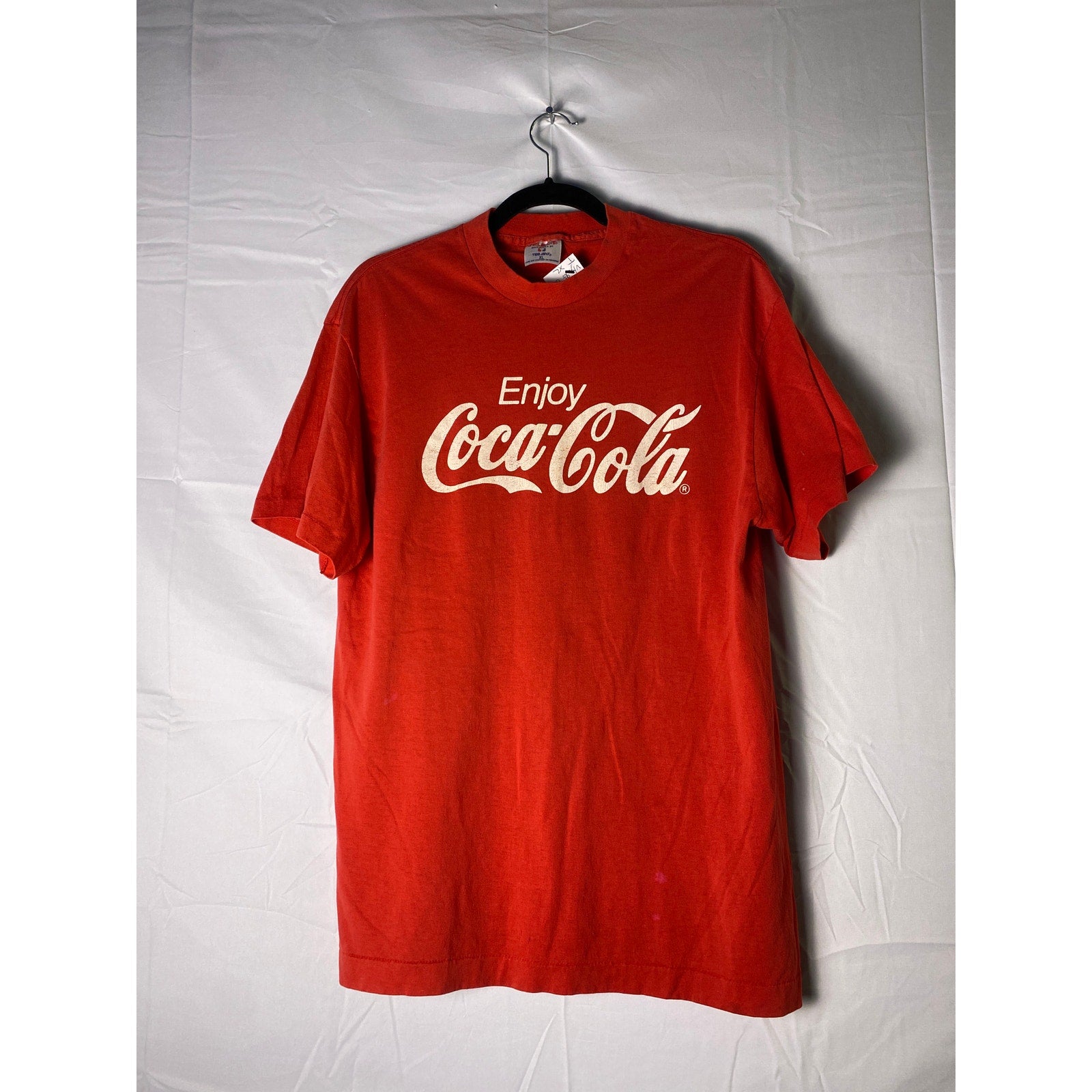 Vintage 90s Tee Jays Enjoy Coca-Cola Print Red Crew Neck T-shirt Men's Size XL