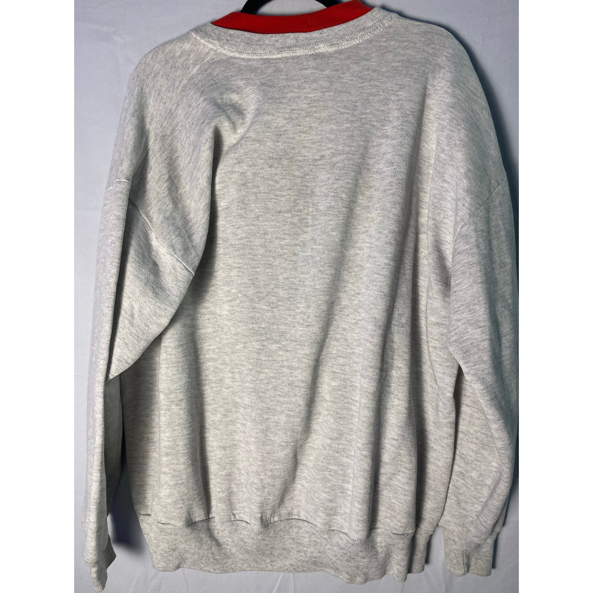 Vintage Jerzees Poinsettia Print Red Gray Green Pullover Crewneck Sweater 2XL