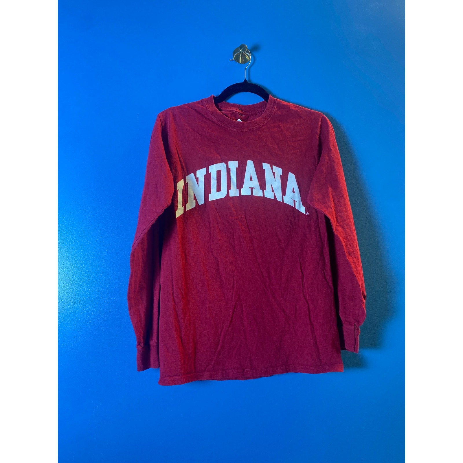 IU INDIANA Graphic Print Crew Neck Red Long Sleeve Shirt Women's Size Large