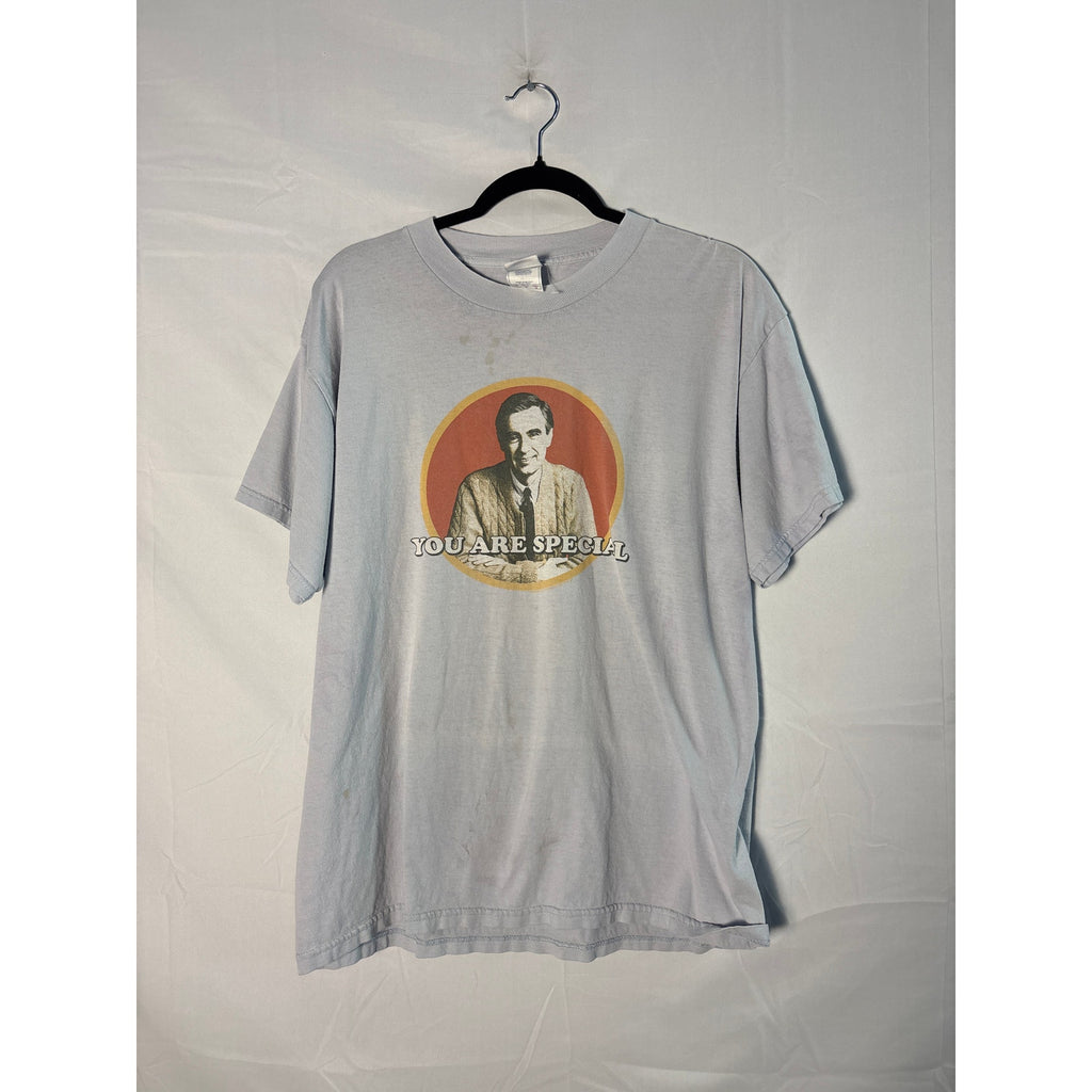 Mister Rogers You Are Special Graphic Print Shirt Light Gray Shirt Men's Large&nbsp;