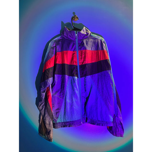 80's Vintage Colorblock Full Zip Windbreaker Jacket Men's Size Medium