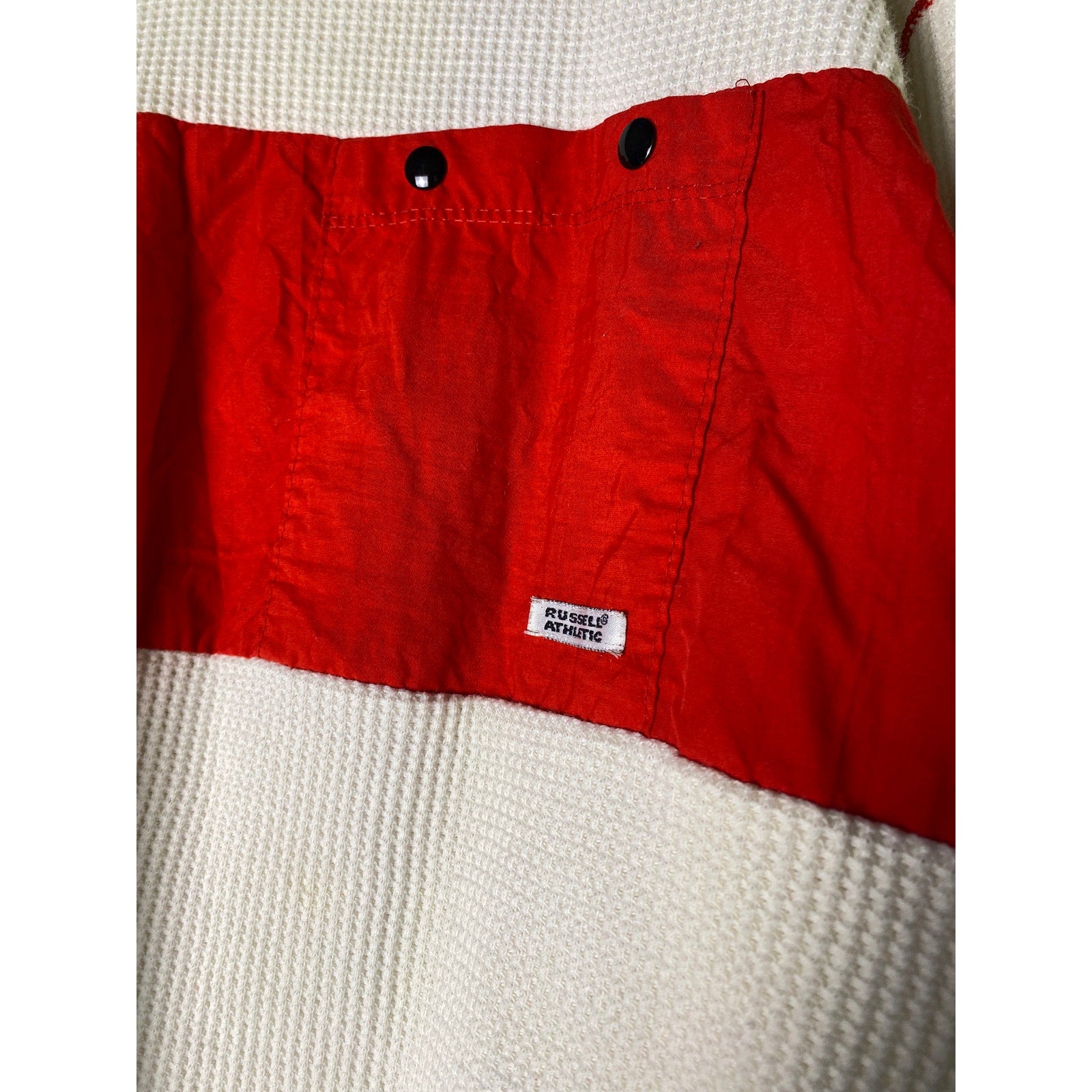 Russell Athletic Red Ivory Waffle Knit Crew Neck Pullover Sweater Men's Large