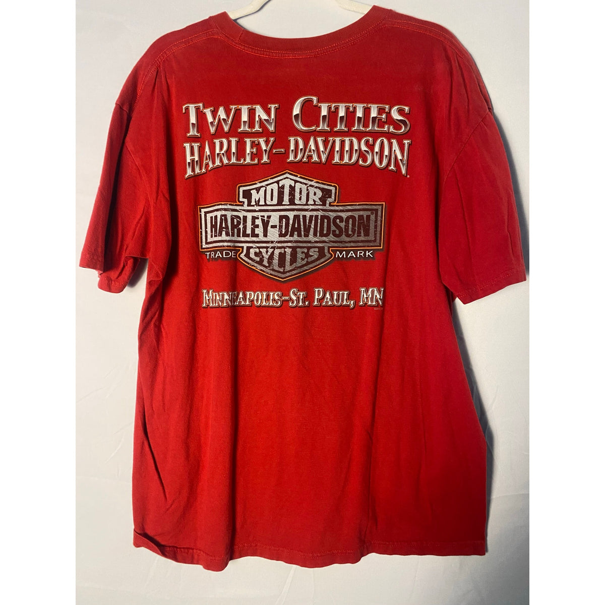 Harley Davidson Twin Cities Minneapolis St. Paul Red Graphic Shirt Men's Size XL