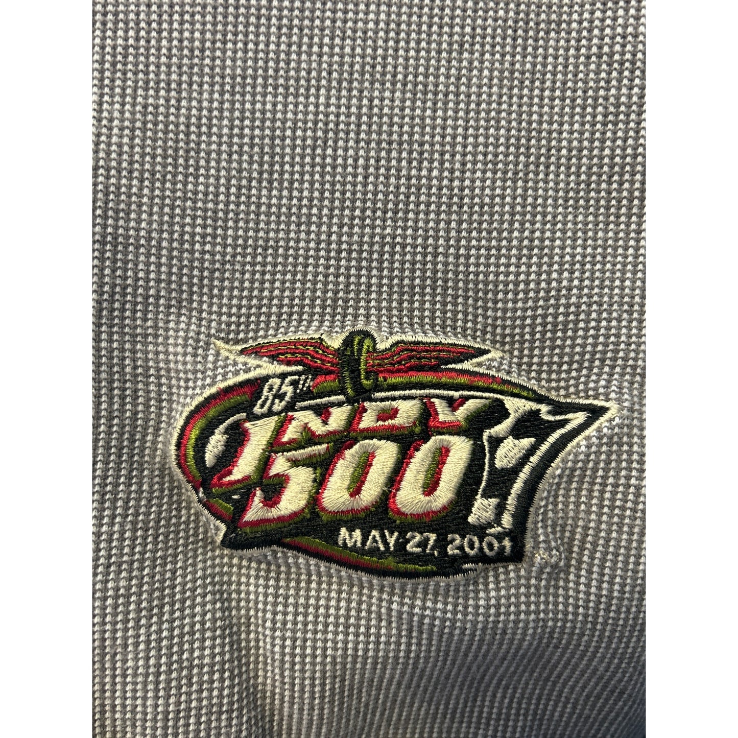 Y2K Logo Athletic INDY 500 May 27, 2001 Embroidered Polo Shirt Mens Size Large