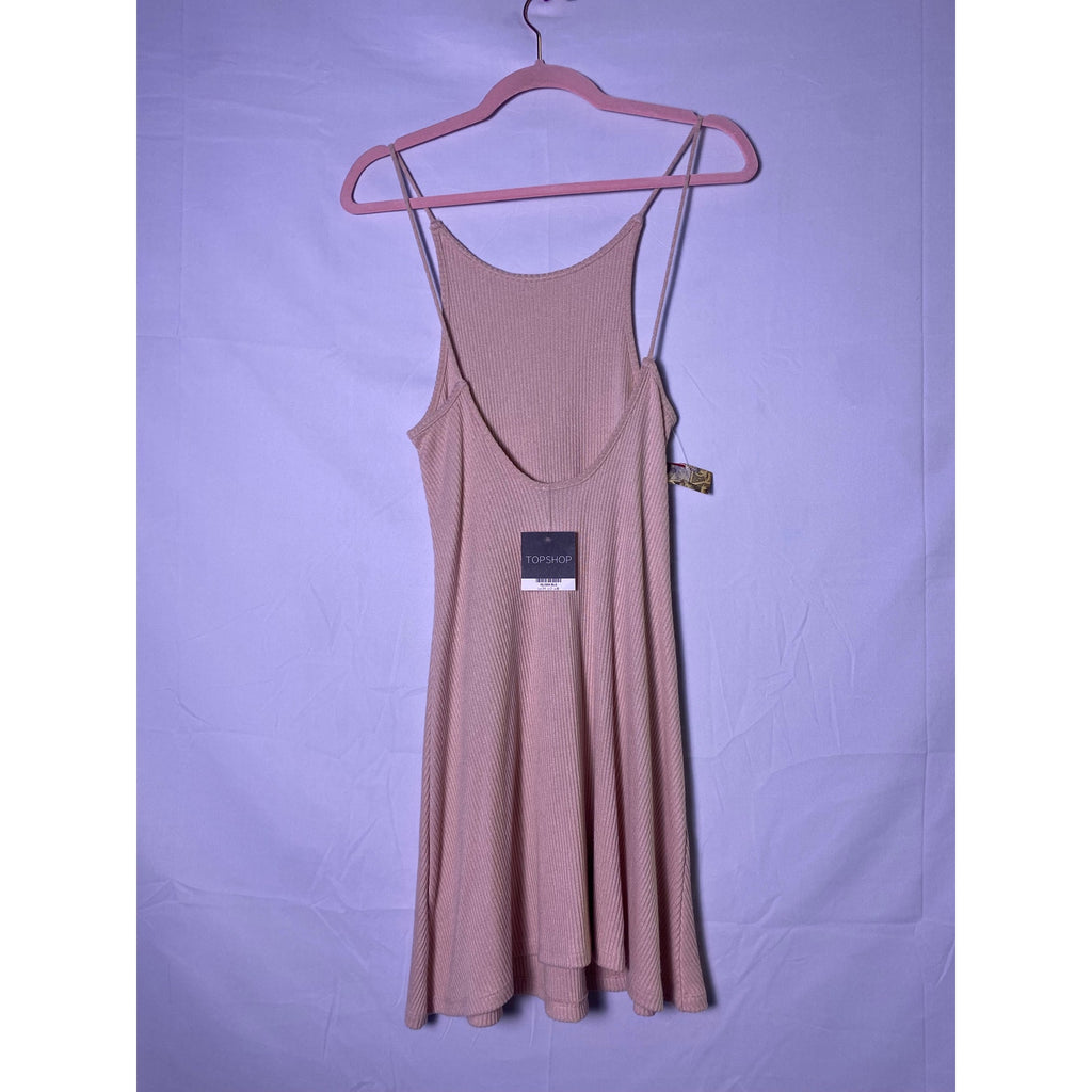 Topshop Pink Rib Knit Swing Dress