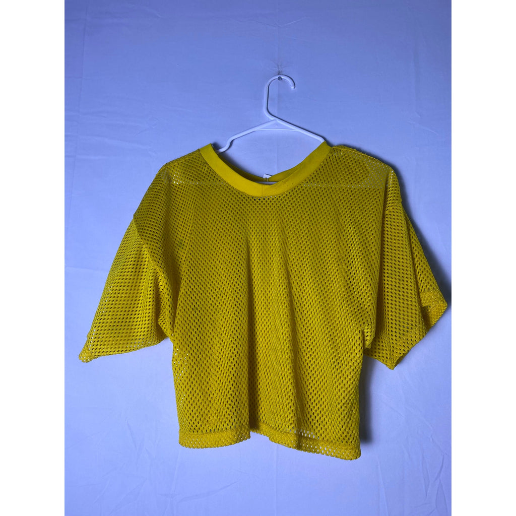 Reebok Cropped Yellow Mesh Jersey Oversized Style Women's Size M/L