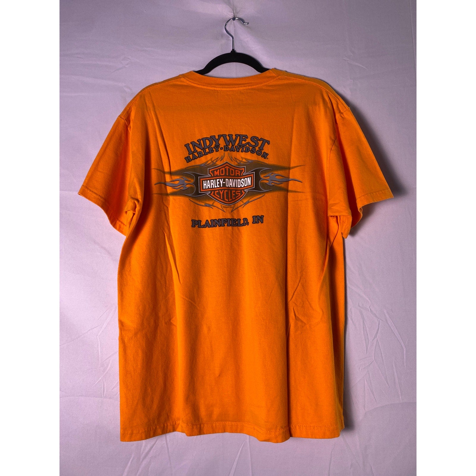 Harley Davidson INDYWEST Plainfield, Indiana Orange Shirt Men's Size Large