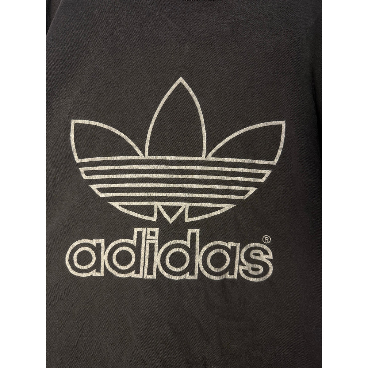 Vintage 90s Adidas Logo Graphic Print Crewneck Black T-shirt Men's Size XL